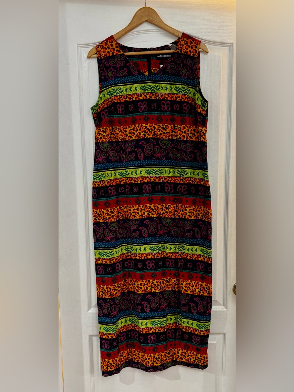 Vintage Striped Oversized Boxy Sleeveless Stripe & Print Summer Dress